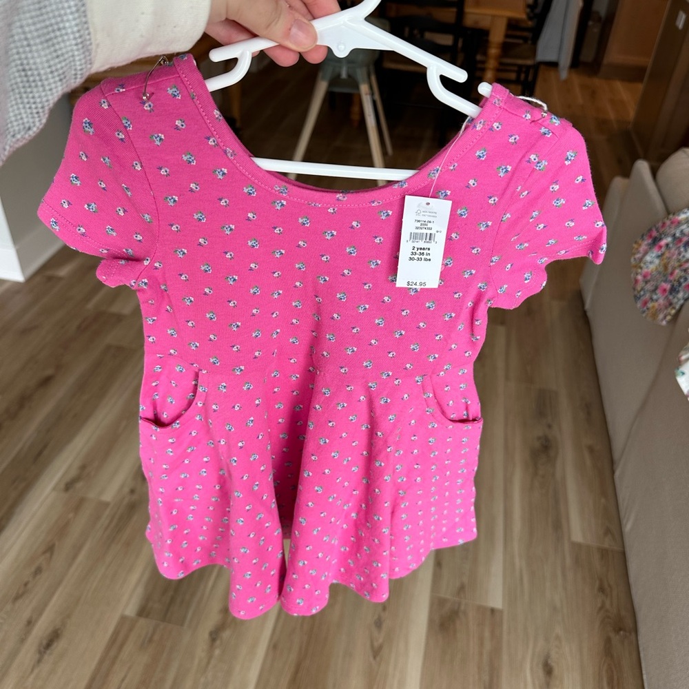 GAP Girls Pink Floral Pocket Skater Dress